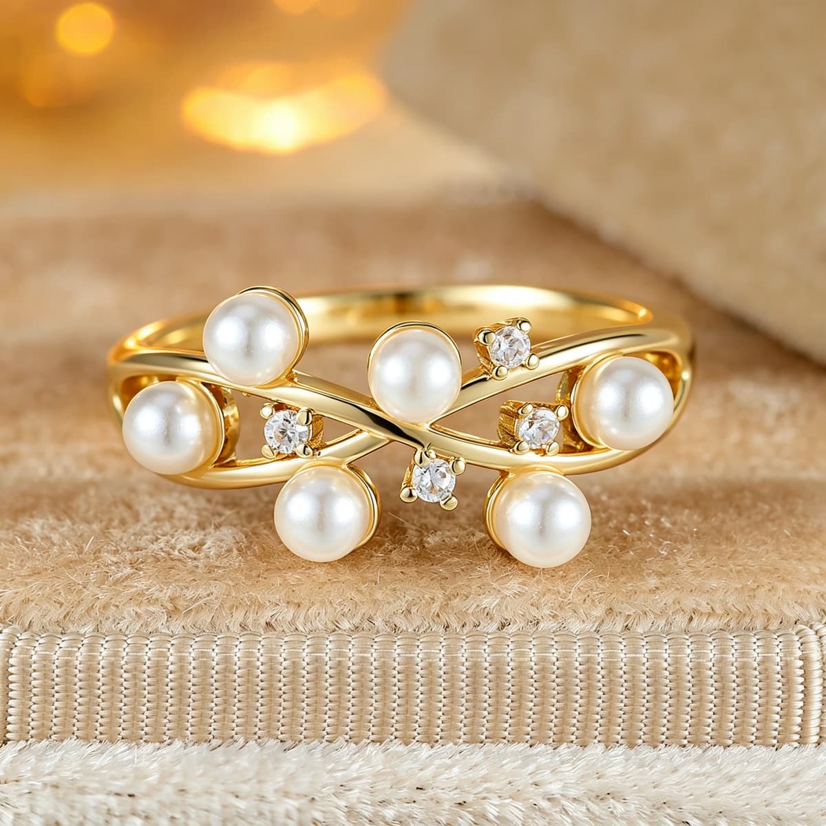 Women's Retro Hollow Copper Ring with Scattered Zirconia